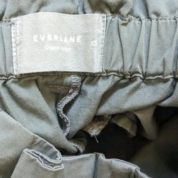 Everlane Paper Bag Waist Wide Leg High Rise Organic Cotton Pants Green XS - Picture 8 of 8